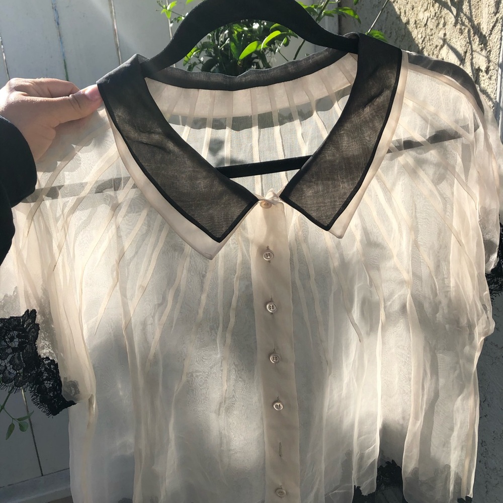 Vintage Moschino See-through collared blouse